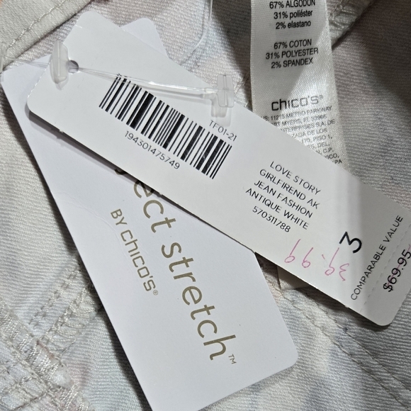 Chico's NWT Love Story Perfect Stretch Floral Girlfriend Slim Leg Ankle Jeans - Picture 8 of 9
